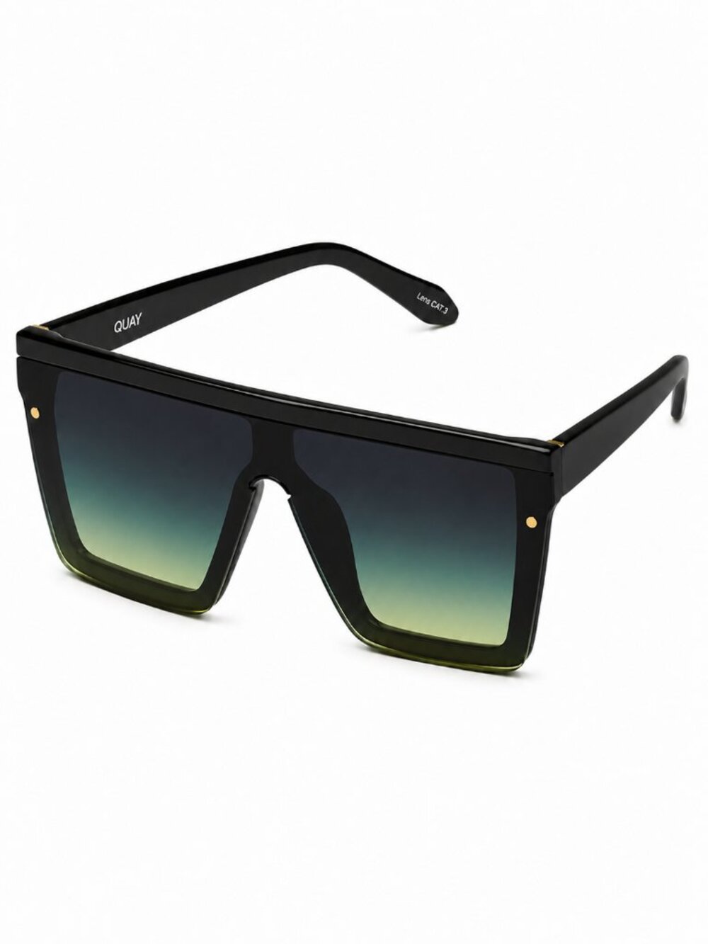 QUAY HINDSIGHT QW-000311-BLK-SMKGRN Black Frame/Smoke Green Lens Sunglasses NEW!